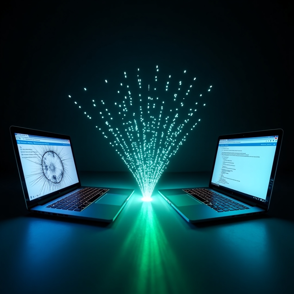 Visualización del proceso de recuperación de datos mostrando flujo entre dispositivos dañados y restaurados